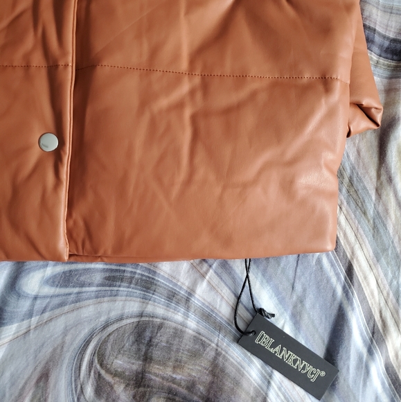 Blank NYC Cognac Faux Leather Puffer Coat - Picture 6 of 6